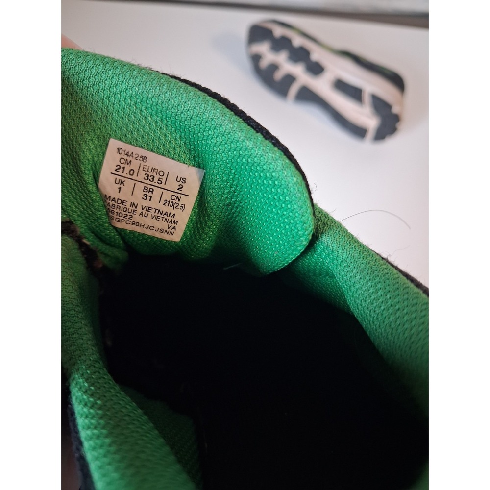 Asics Boys Sz 2 Kids Green Black Sneakers - Picture 7 of 7